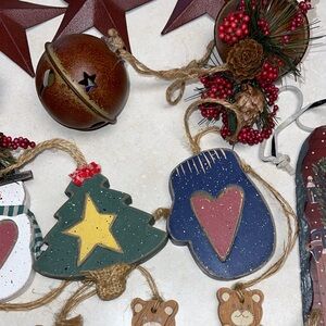Country and Rustic Christmas Tree Ornaments, 30+ items, up to 12" long
